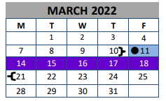 District School Academic Calendar for Lott Detention Center for March 2022