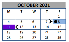 District School Academic Calendar for Florence J J A E P for October 2021