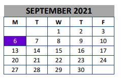 District School Academic Calendar for Lott Detention Center for September 2021