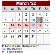 District School Academic Calendar for Floresville Choice Program for March 2022