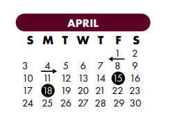 District School Academic Calendar for Flour Bluff Primary for April 2022