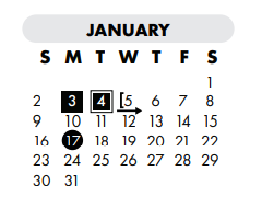 District School Academic Calendar for Flour Bluff J H for January 2022