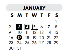 District School Academic Calendar for Early Childhood Center for January 2022