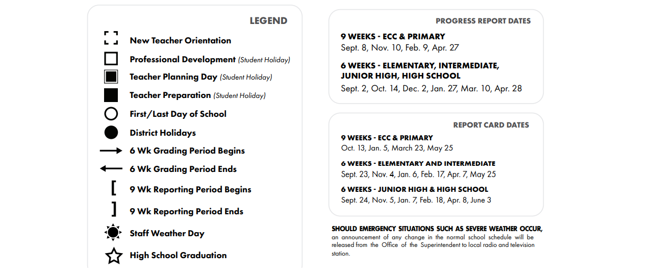 District School Academic Calendar Key for Flour Bluff Intermediate