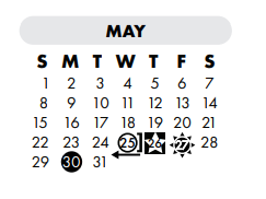 District School Academic Calendar for Nueces Co J J A E P for May 2022