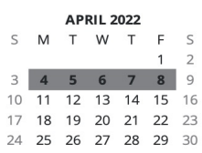 District School Academic Calendar for Model Middle School for April 2022