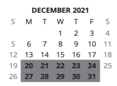 District School Academic Calendar for Allen Central High School for December 2021