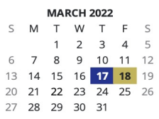 District School Academic Calendar for South Floyd High School for March 2022