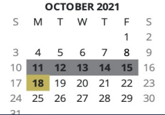District School Academic Calendar for Allen Central Middle School for October 2021