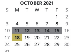 District School Academic Calendar for Model Middle School for October 2021