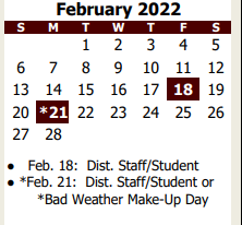 District School Academic Calendar for Forney Middle for February 2022