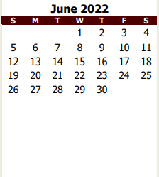 District School Academic Calendar for A E P for June 2022