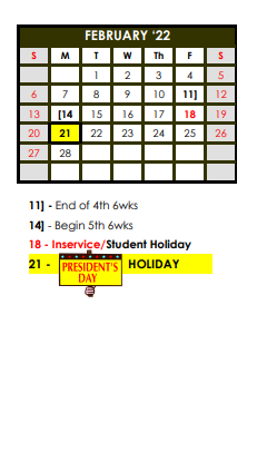 District School Academic Calendar for Forsan Elementary At Elbow for February 2022