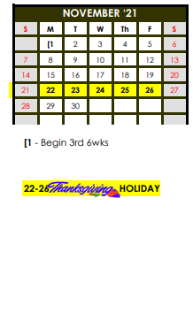 District School Academic Calendar for Forsan Elementary At Elbow for November 2021