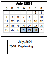 District School Academic Calendar for Middle Fork Elementary for July 2021