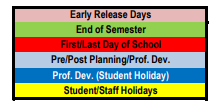 District School Academic Calendar Legend for Middle Fork Elementary