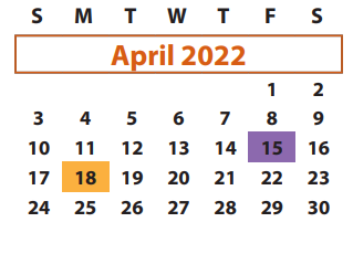 District School Academic Calendar for Mission West Elementary for April 2022