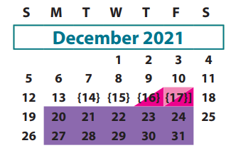 District School Academic Calendar for Walker Station Elementary for December 2021