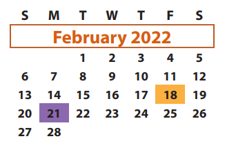 District School Academic Calendar for Sienna Crossing Elementary for February 2022