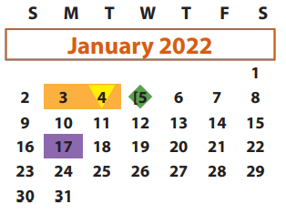 District School Academic Calendar for Brazos Bend Elementary School for January 2022