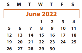 District School Academic Calendar for Seguin Elementary for June 2022