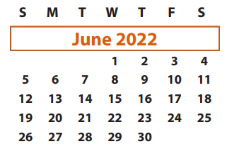 District School Academic Calendar for Parks Elementary for June 2022