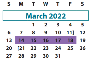 District School Academic Calendar for Scanlan Oaks Elementary for March 2022