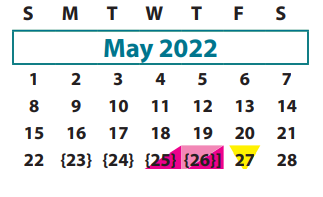 District School Academic Calendar for Mission West Elementary for May 2022