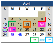 District School Academic Calendar for Butz Education Center for April 2022