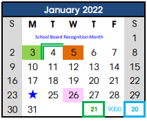 District School Academic Calendar for Alamo Elementary for January 2022