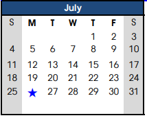 District School Academic Calendar for Intermediate School for July 2021