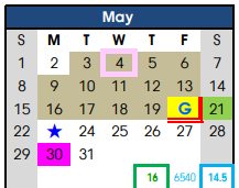 District School Academic Calendar for Intermediate School for May 2022