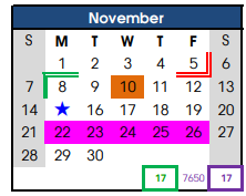 District School Academic Calendar for Alamo Elementary for November 2021