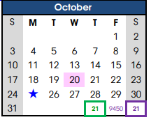 District School Academic Calendar for Intermediate School for October 2021