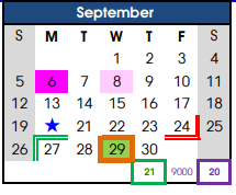 District School Academic Calendar for Intermediate School for September 2021