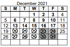 District School Academic Calendar for Whitney M Young Early Childhood for December 2021