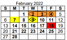 District School Academic Calendar for Northwood Middle School for February 2022