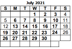 District School Academic Calendar for Mabel K Holland Elem Sch for July 2021