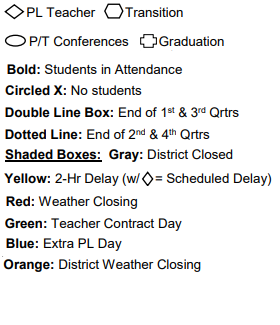 District School Academic Calendar Legend for Robert C Harris Elem Sch