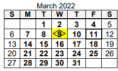 District School Academic Calendar for North Side High School for March 2022