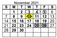 District School Academic Calendar for Glenwood Park Elementary Sch for November 2021