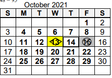 District School Academic Calendar for Lakeside Middle School for October 2021