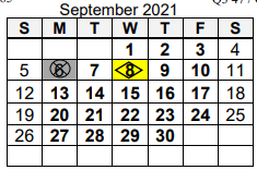 District School Academic Calendar for Anthis Career Center for September 2021