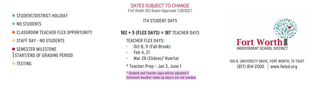 District School Academic Calendar Key for Assessment Ctr