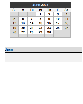 District School Academic Calendar for New High School for June 2022
