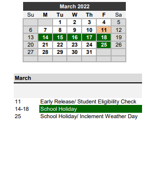 District School Academic Calendar for Franklin High School for March 2022