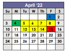 District School Academic Calendar for Frankston Middle for April 2022