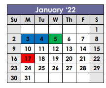 District School Academic Calendar for Frankston Middle for January 2022