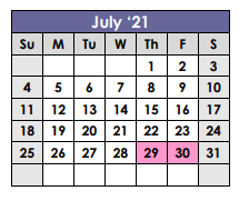 District School Academic Calendar for Frankston Middle for July 2021