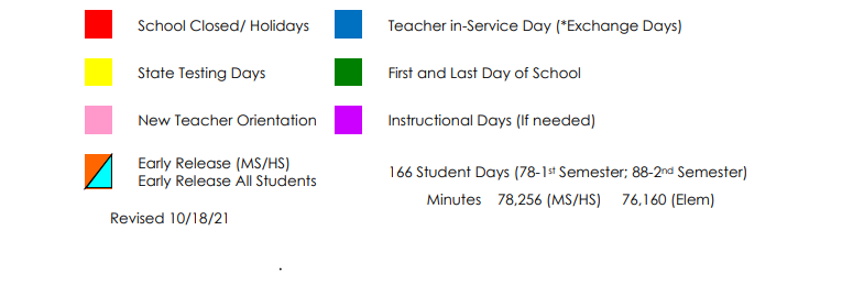 District School Academic Calendar Key for Frankston Elementary
